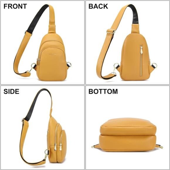 INICAT Crossbody Sling Bags Fanny Packs Leather Purses Chest Bag for Women - Picture 5 of 7